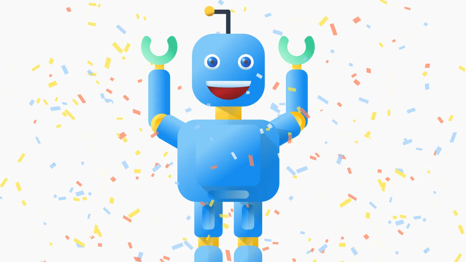 Robot buddy die juicht met veel confetti